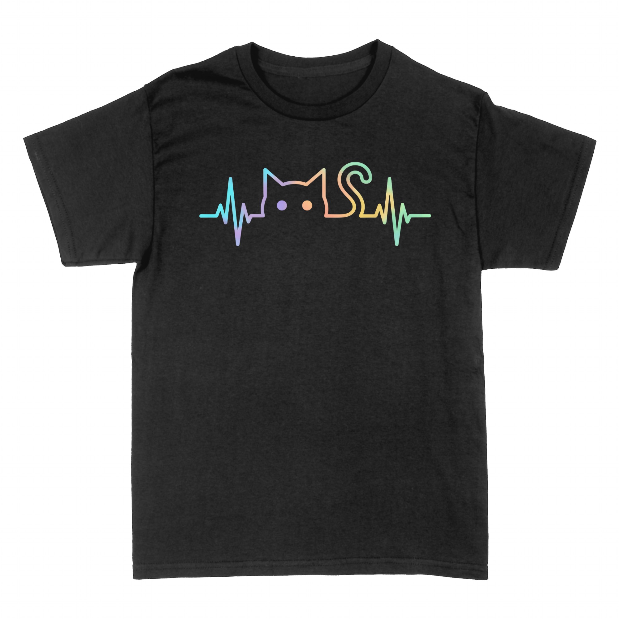 Camisetas: Latido con silueta de gato en pastel