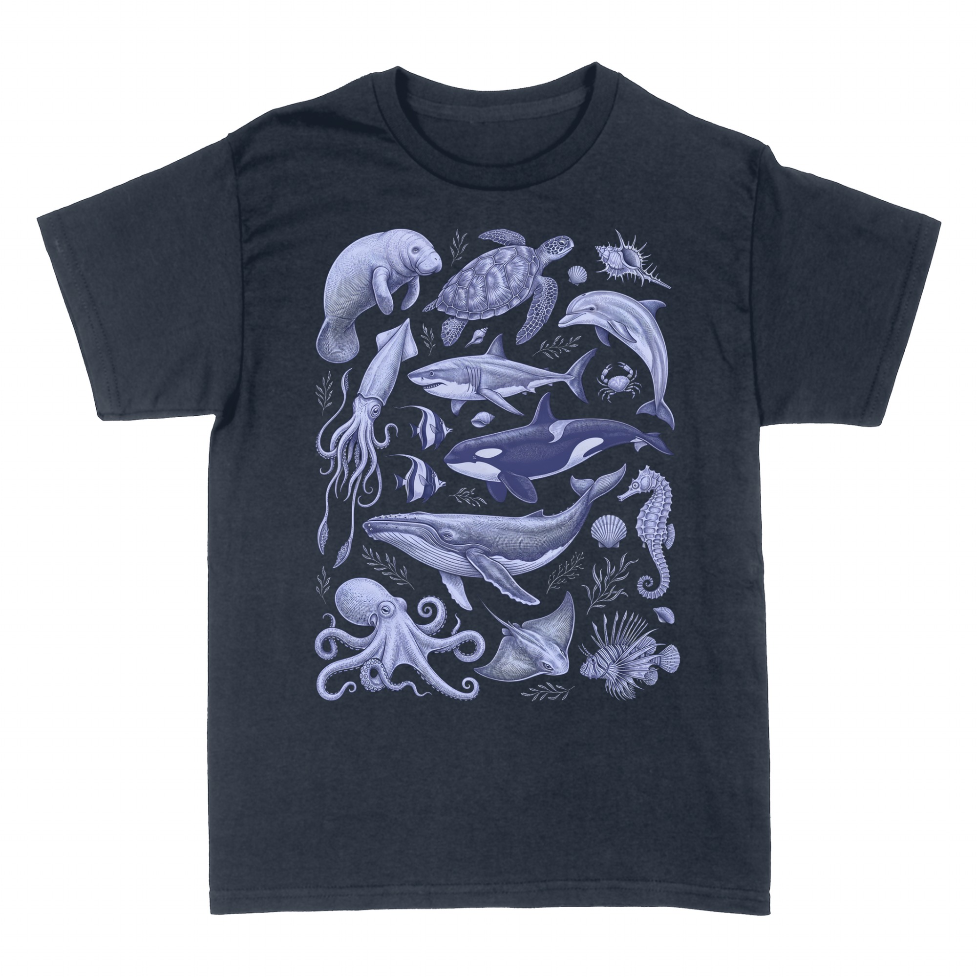 Camisetas: Buzo Ilustraci&oacute;n Cient&iacute;fica Vida Marina Vintage