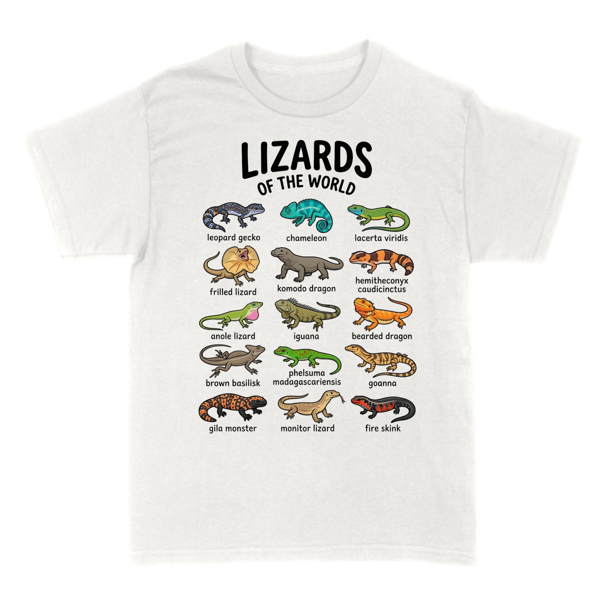 Camisetas: Lizards Of The World Reptile Lover Chart
