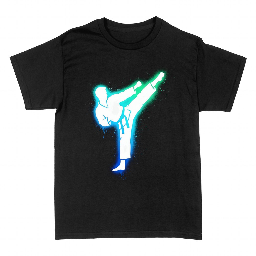 Deportes Camiseta Silueta taekwondo patada neón brillante