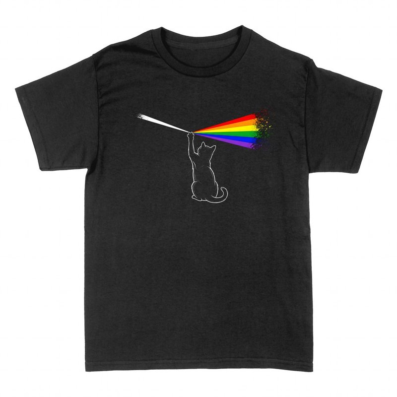 Camisetas: Gato Cazando Arcoiris
