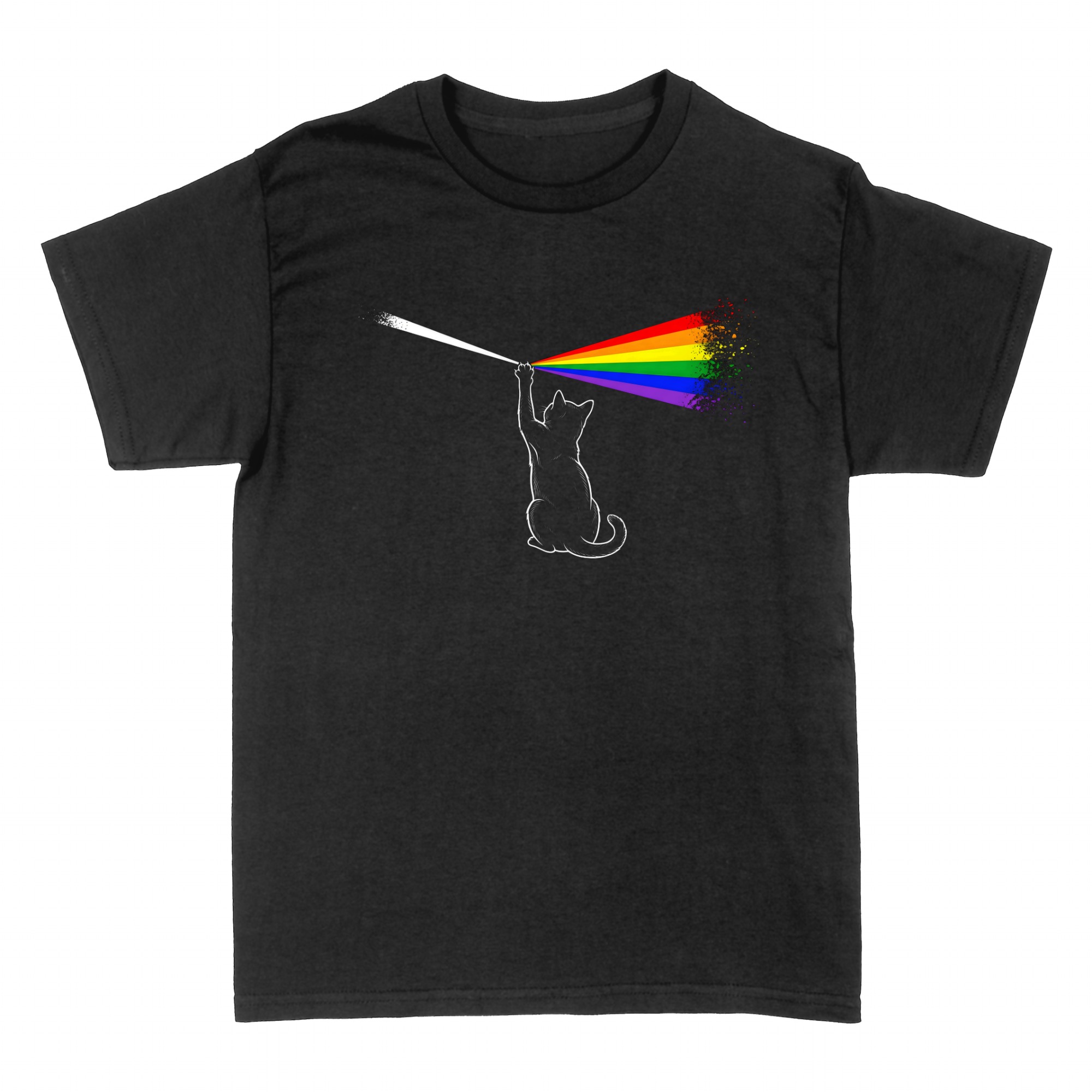 Camisetas: Gato Prisma Arco&iacute;ris