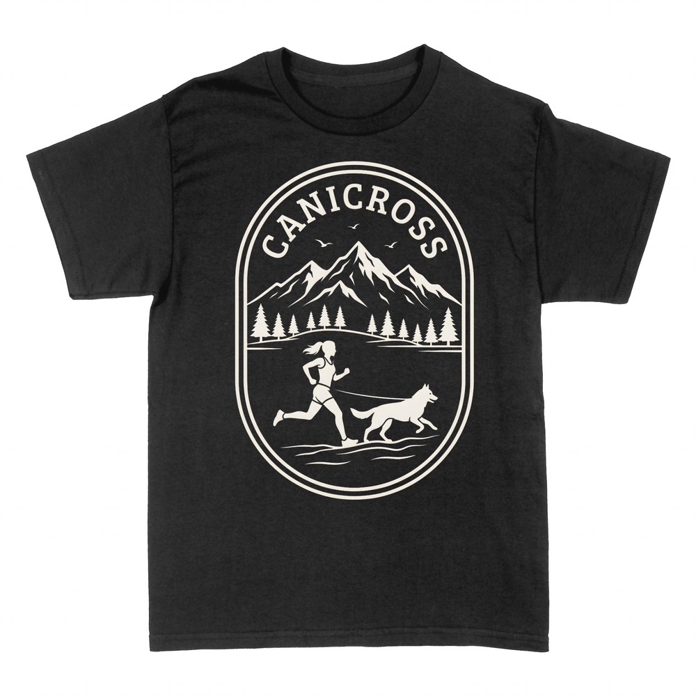 Camisetas: Canicross corredora y perro en monta&ntilde;a