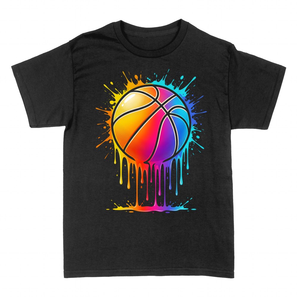 Camisetas: Bal&oacute;n de baloncesto multicolor con salpicaduras