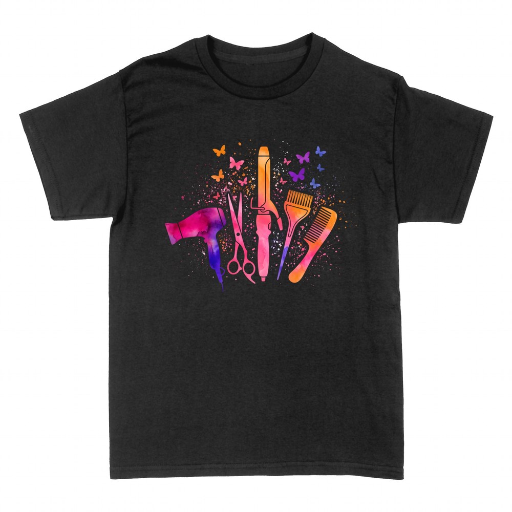 Camisetas: Herramientas de peluquer&iacute;a en acuarela