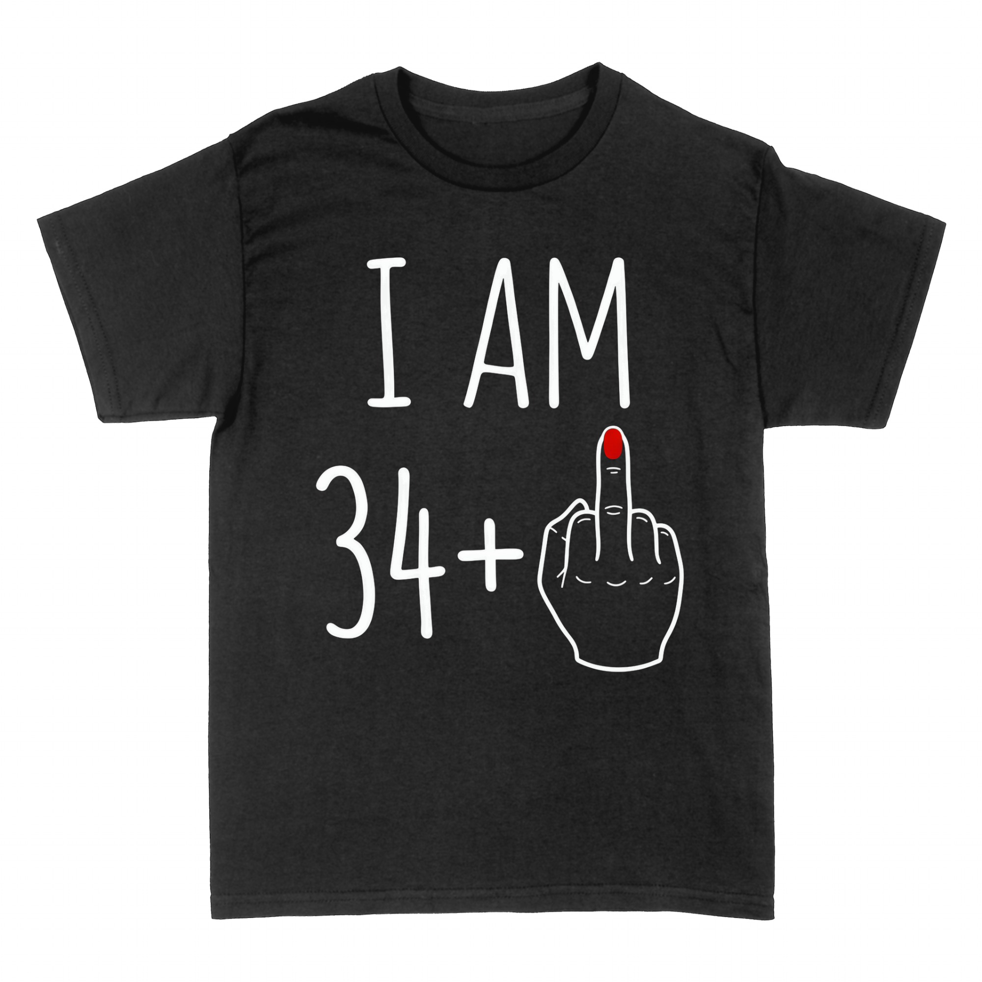 Camisetas: I am 34 + dedo coraz&oacute;n, 35 cumplea&ntilde;os gamberro