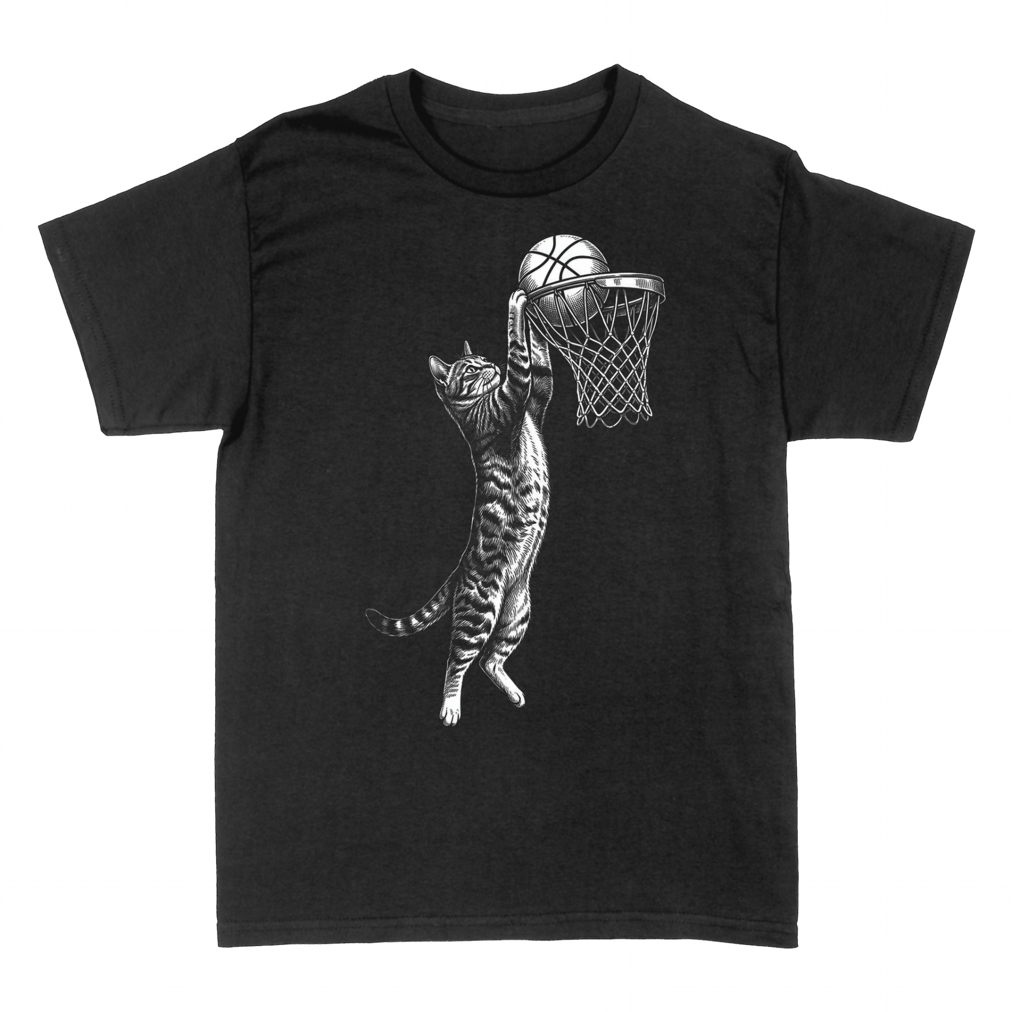 Camisetas: Gato baloncesto haciendo un mate
