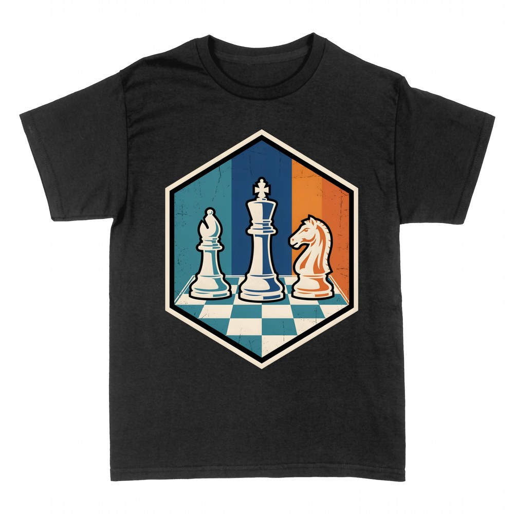 Camisetas: Piezas de ajedrez retro en tablero