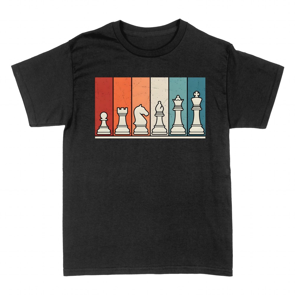 Camisetas: Piezas de ajedrez retro en fila