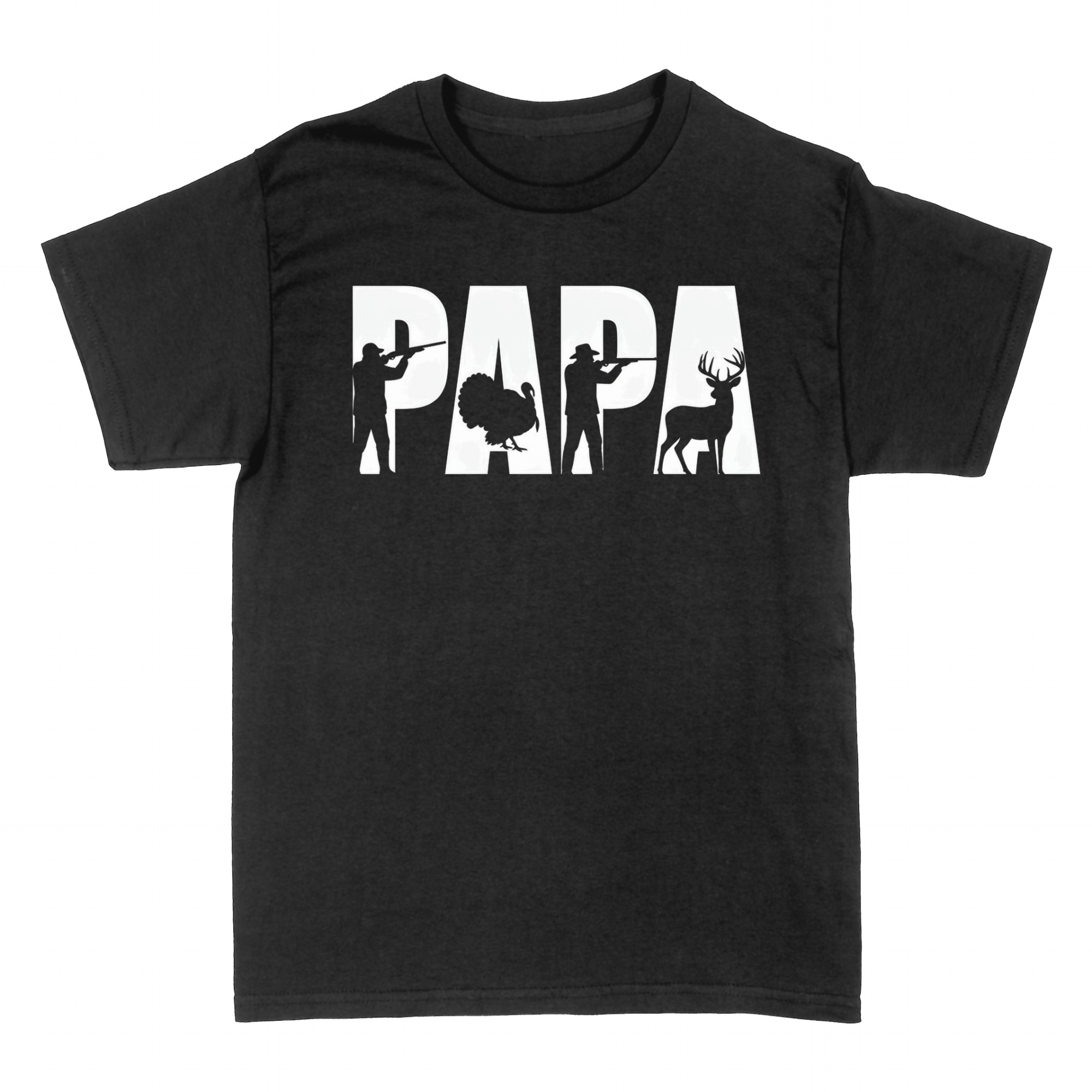 Camisetas: Pap&aacute; cazador con siluetas de caza