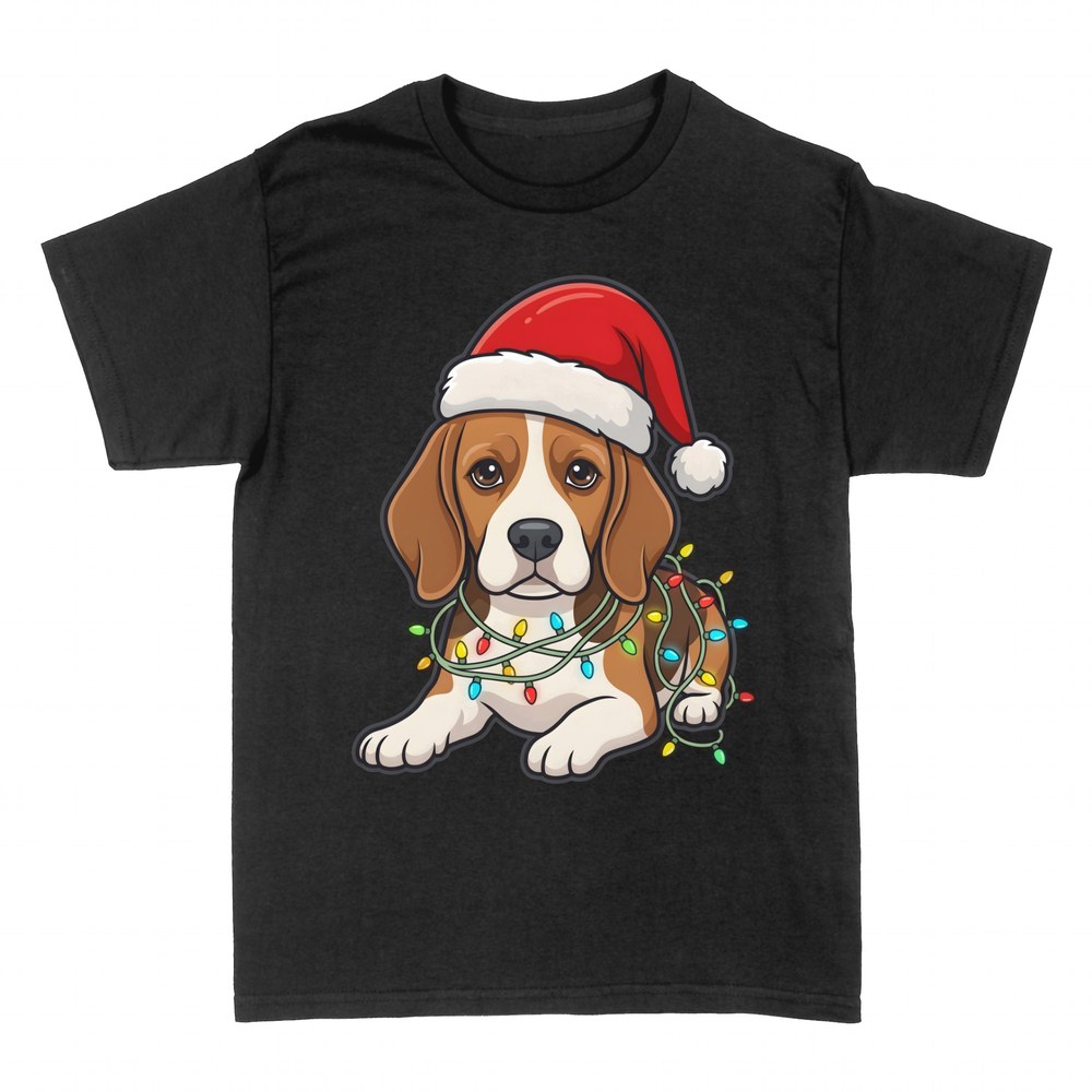 Camisetas: Beagle navide&ntilde;o con gorro de Pap&aacute; Noel