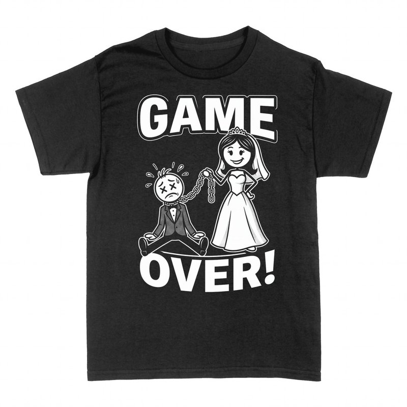 Camisetas: Game Over novia y novio encadenado