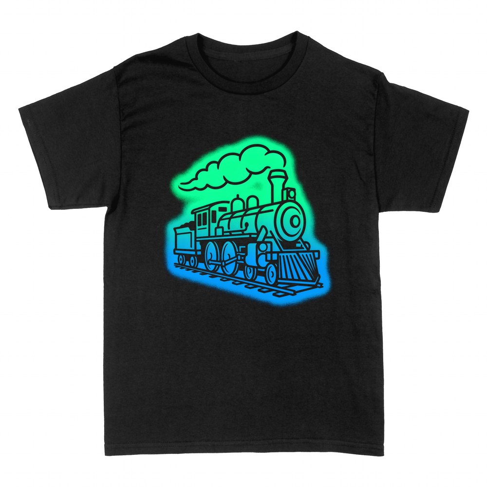 Camisetas: Locomotora de vapor con humo sobre ra&iacute;les