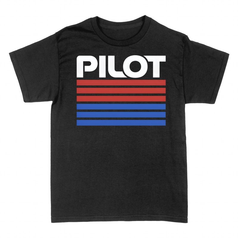 Camisetas: Piloto retro con franjas rojas y azules