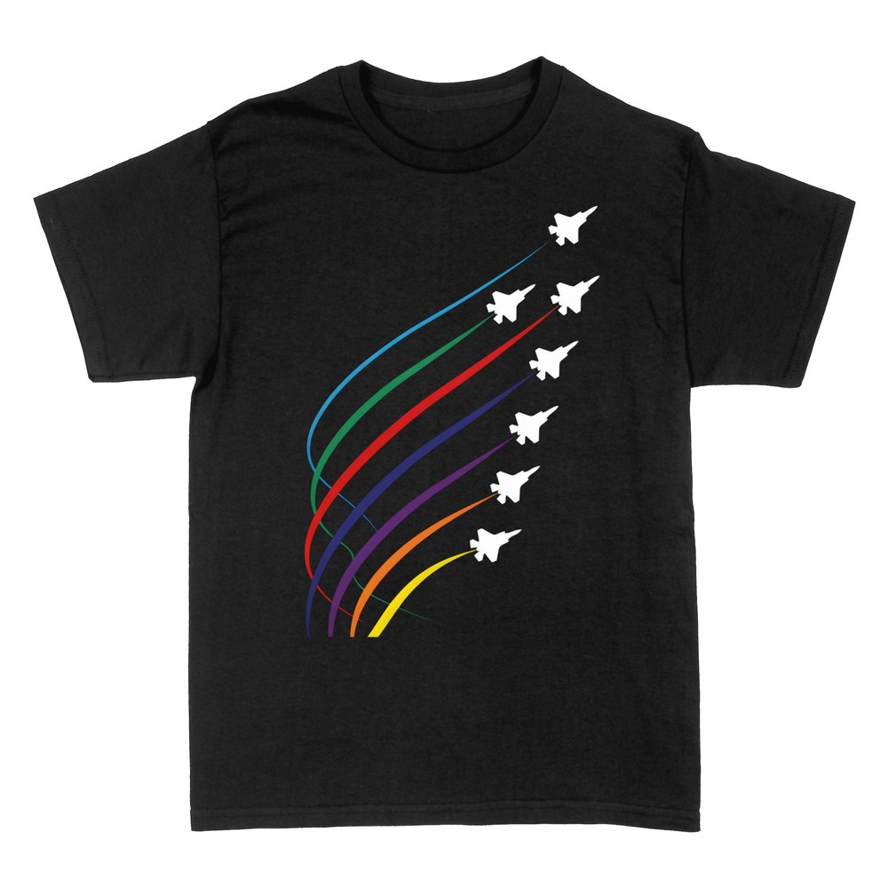 Camisetas: Cazas en formaci&oacute;n, estelas de colores