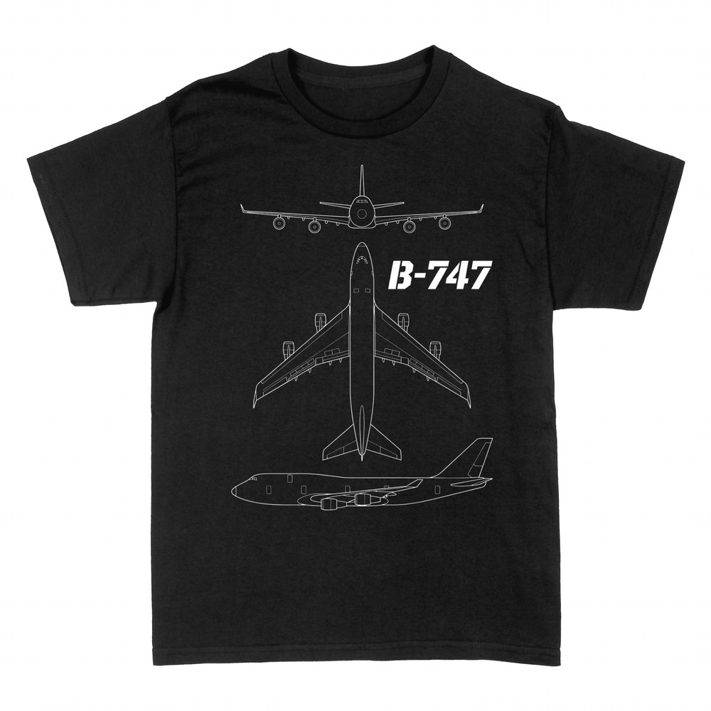 Camisetas: Plano t&eacute;cnico avi&oacute;n B-747 jumbo