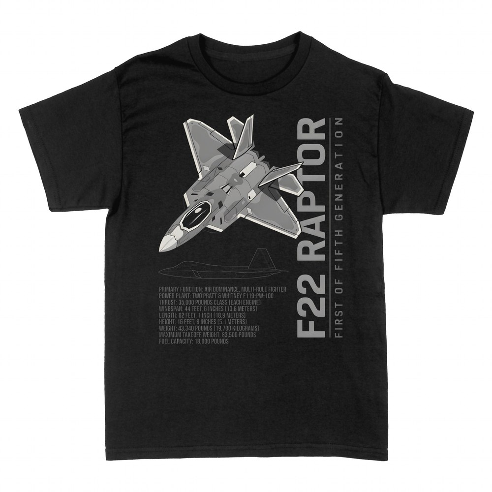 Camisetas: Caza F-22 Raptor con ficha t&eacute;cnica