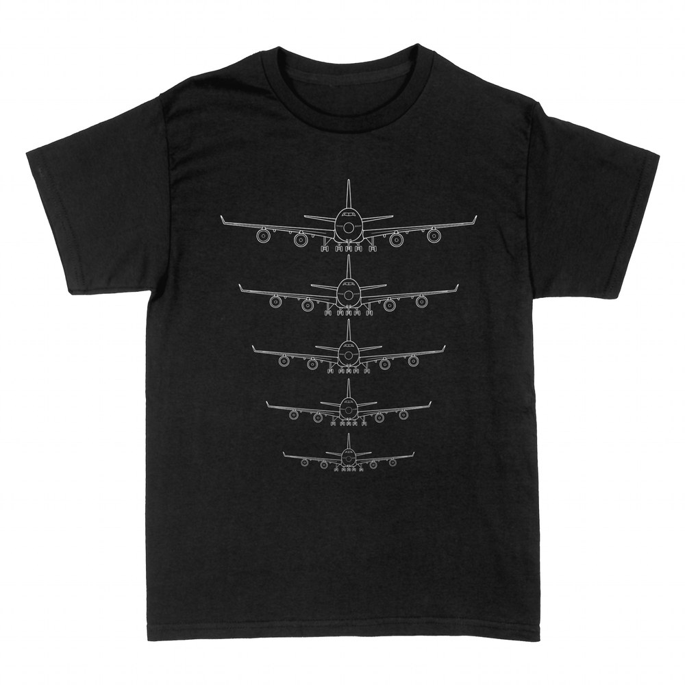 Camisetas: Aviones de pasajeros de frente en fila