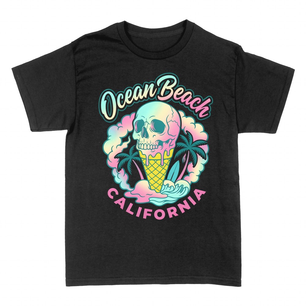 Camisetas: Calavera helado surf Ocean Beach California