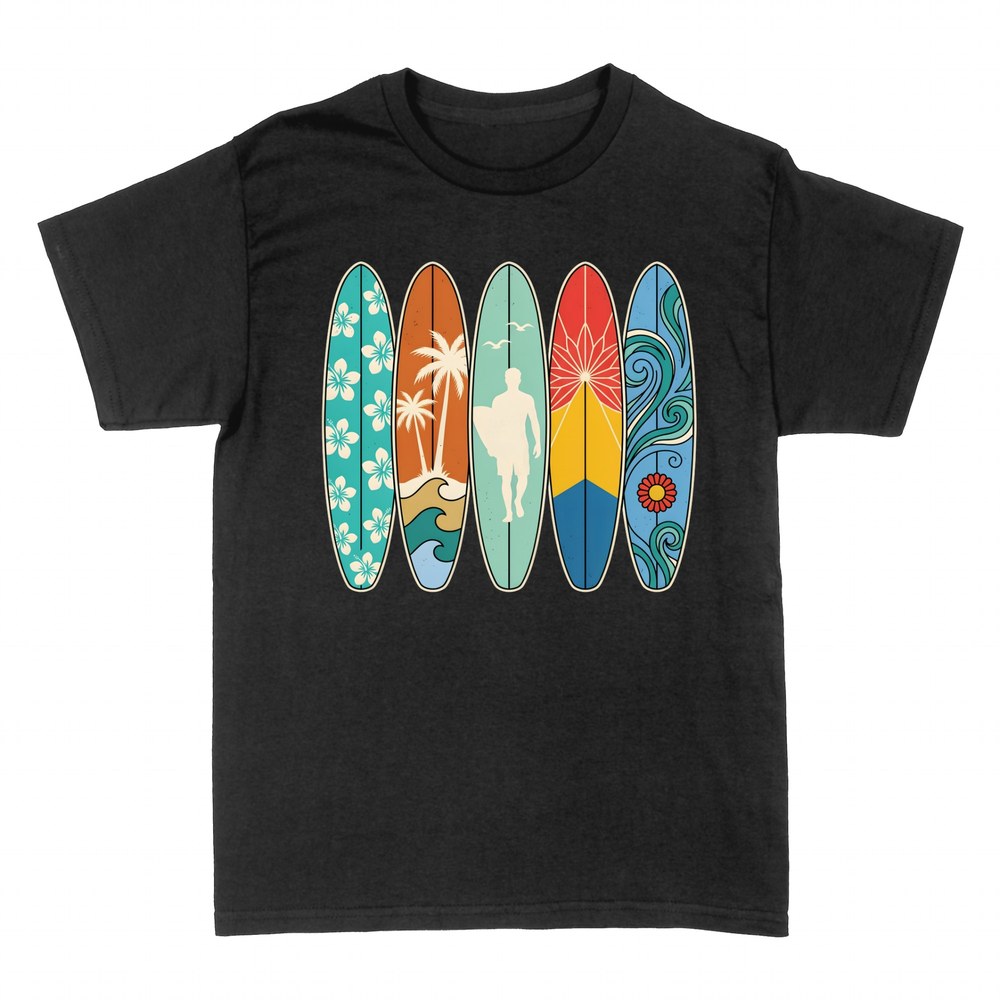 Camisetas: Cinco tablas de surf retro tropicales