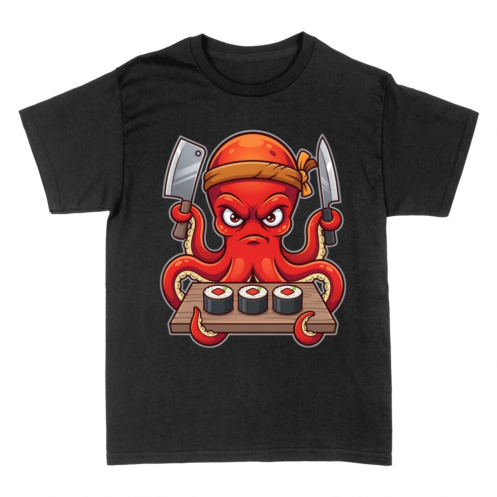 Camisetas: Pulpo chef de sushi con cuchillos