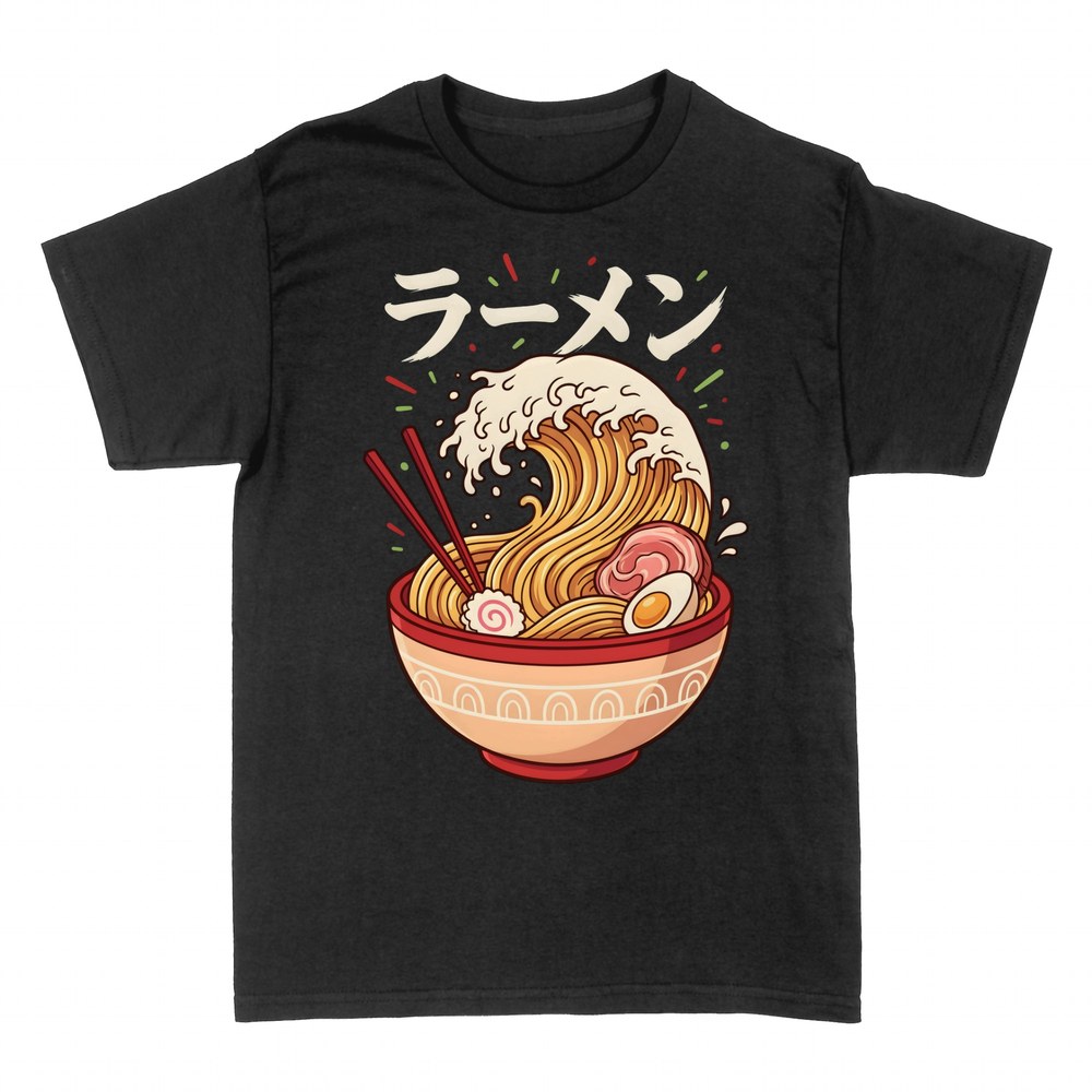 Camisetas: Ramen ola de Kanagawa con palillos