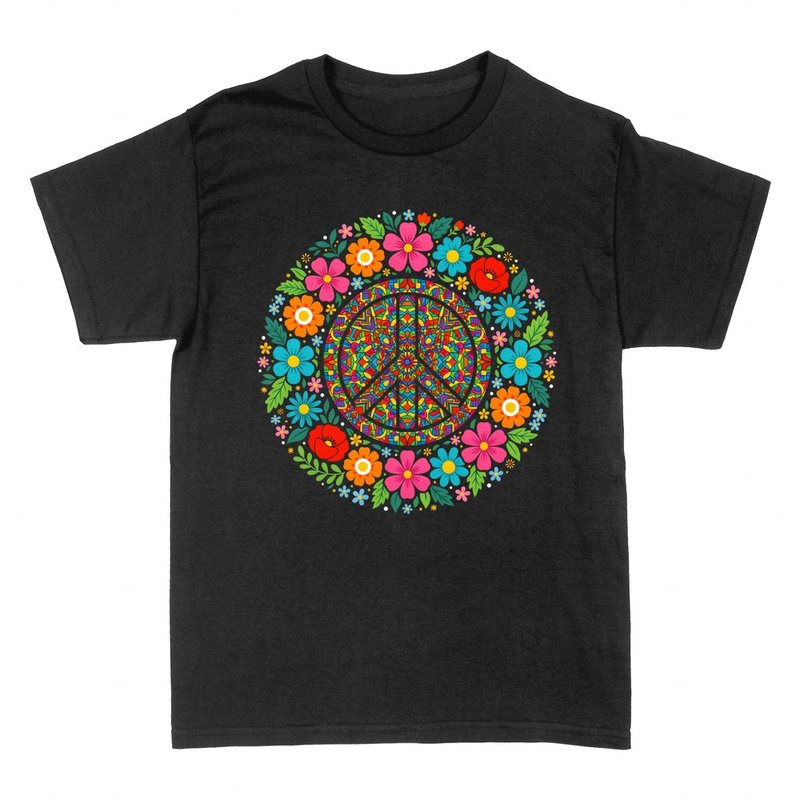 Camisetas: S&iacute;mbolo de la paz floral en mandala