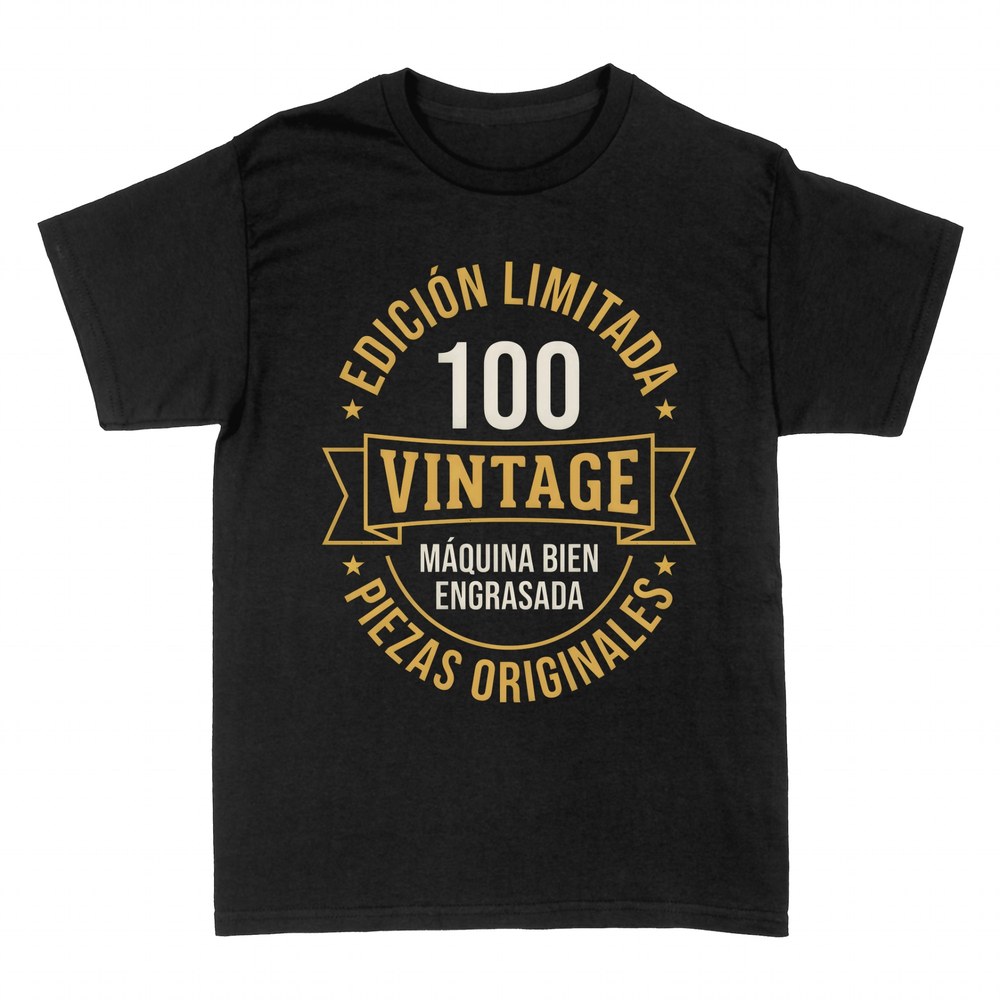 Camisetas: 100 cumplea&ntilde;os, m&aacute;quina bien engrasada