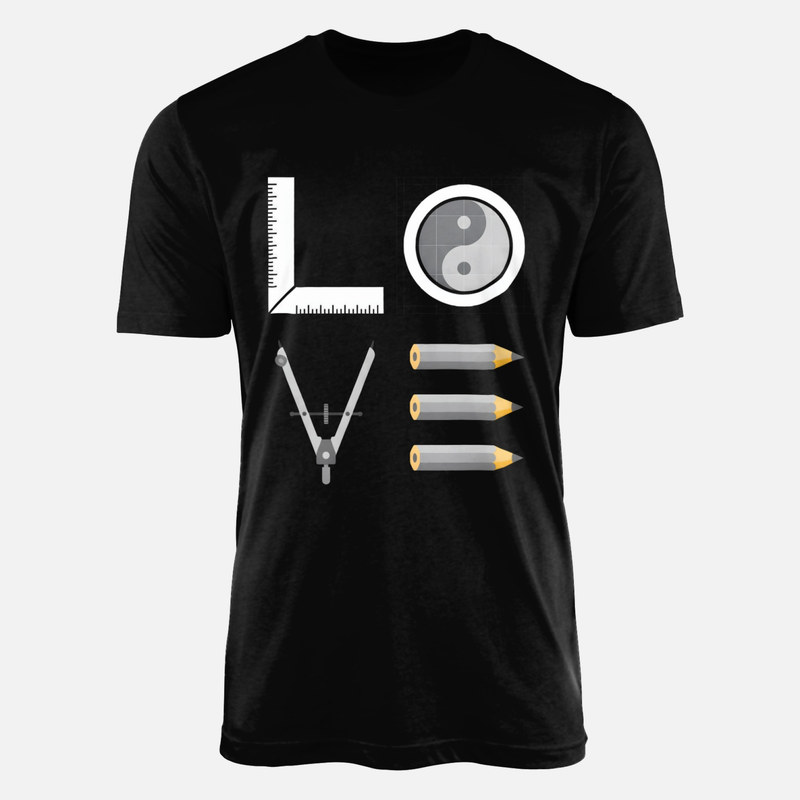 Camisetas: Love de arquitecto con escuadra, comp&aacute;s y l&aacute;pices