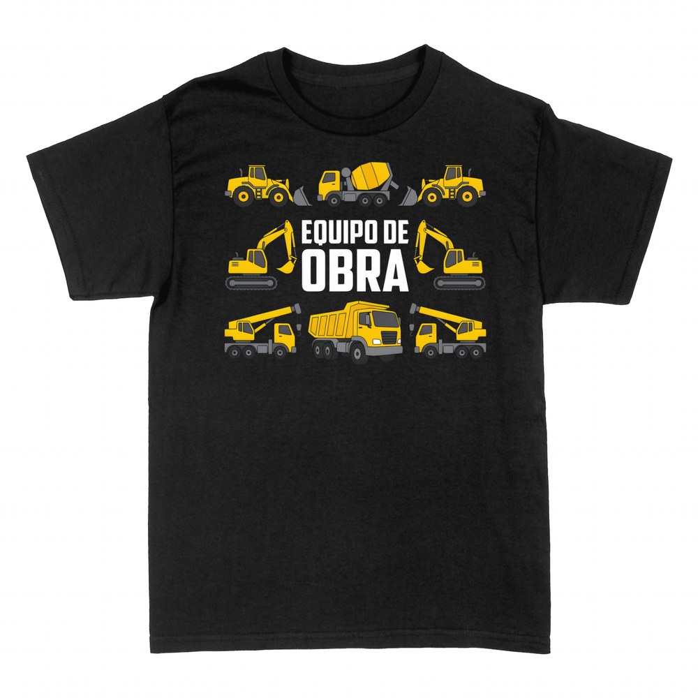 Camisetas: Equipo de obra con m&aacute;quinas