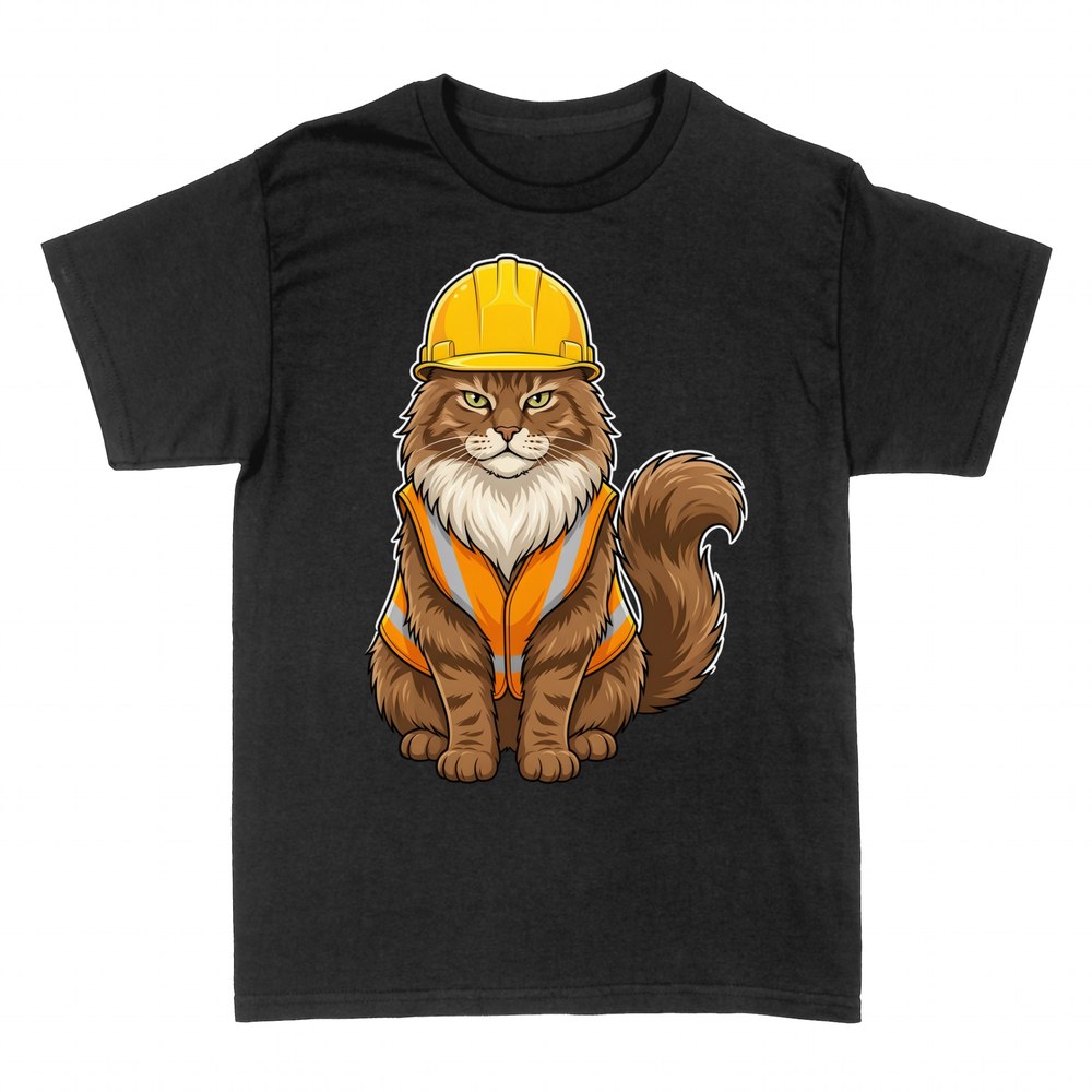 Camisetas: Gato obrero con casco y chaleco reflectante