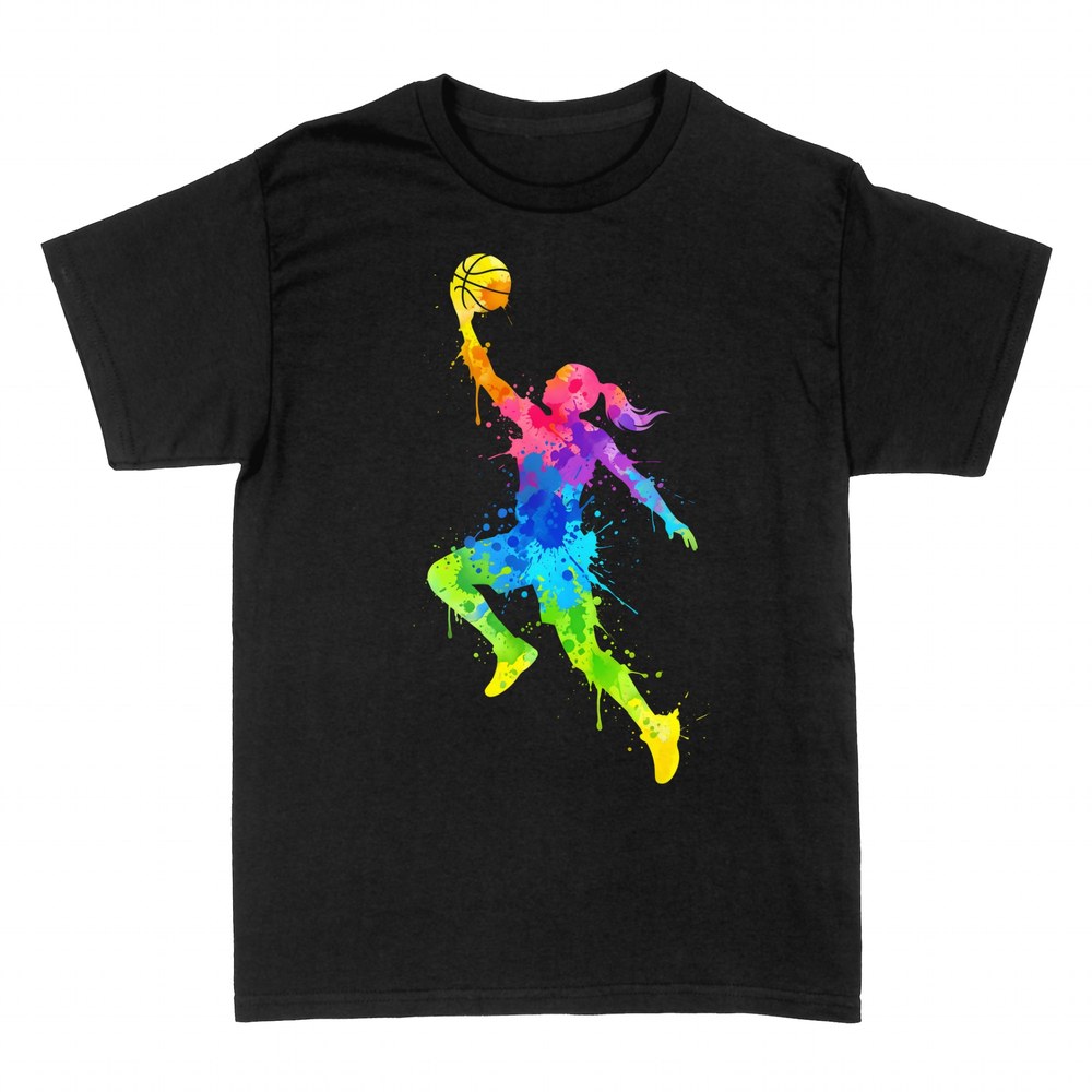 Camisetas: Jugadora de baloncesto en acuarela de colores