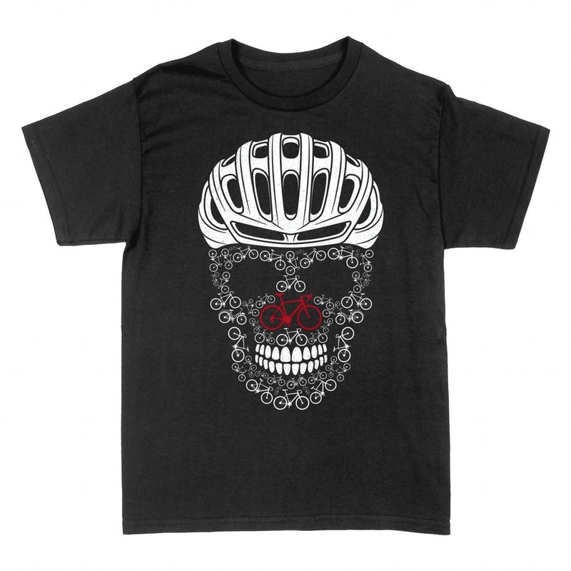 Camisetas: Calavera de bicicletas con casco ciclista