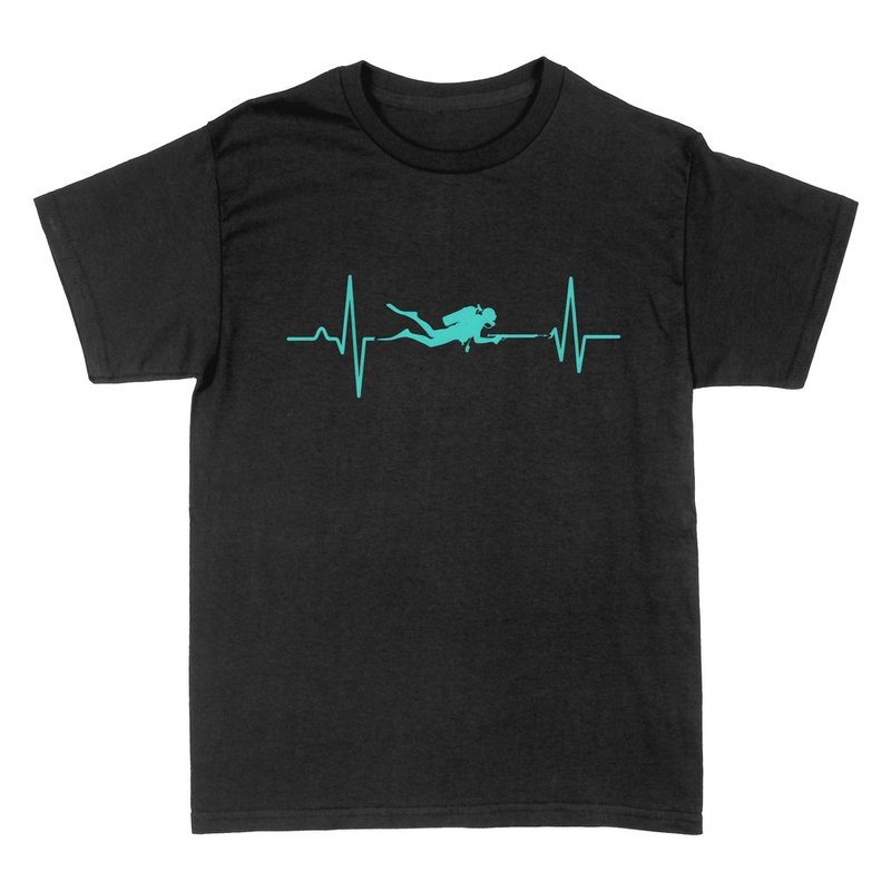 Camisetas: Buceador en l&iacute;nea de latido del coraz&oacute;n