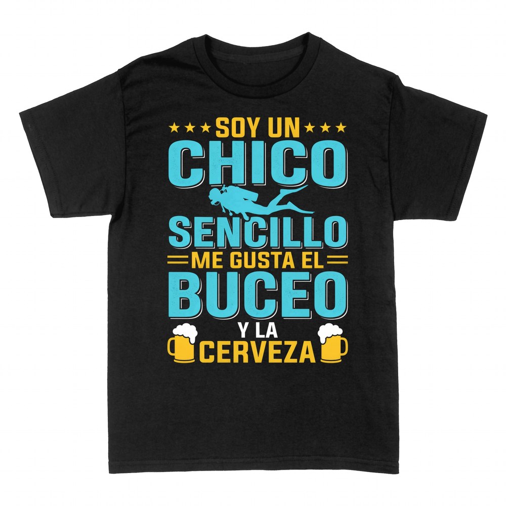 Camisetas: Chico sencillo: me gusta el buceo y la cerveza