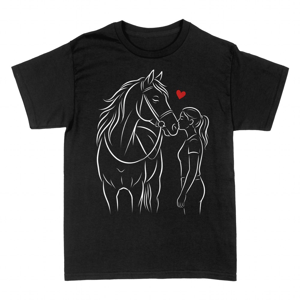 Camisetas: Chica besando a su caballo con coraz&oacute;n