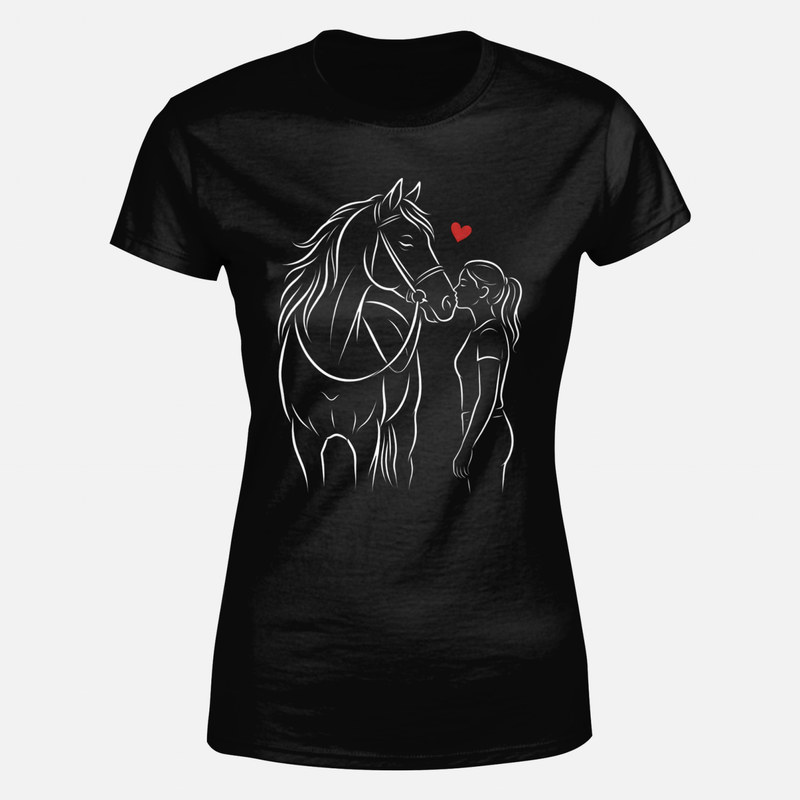 Camisetas: Chica besando a su caballo con coraz&oacute;n