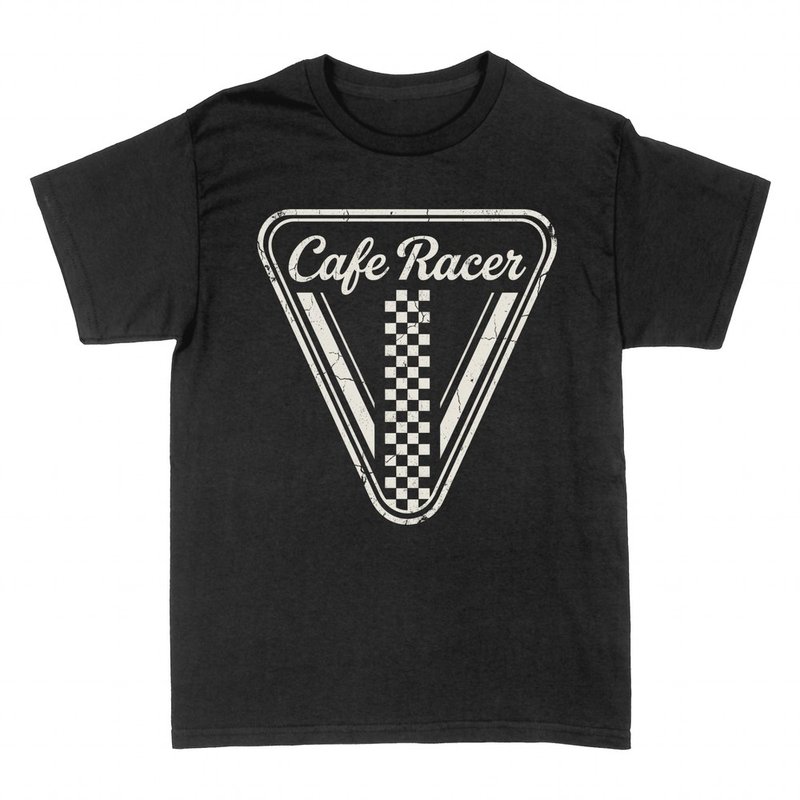 Camisetas: Emblema Cafe Racer y bandera de cuadros