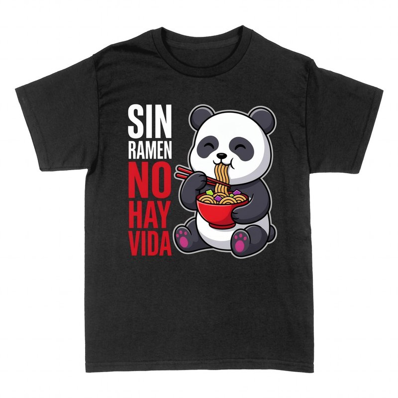 Camisetas: Panda comiendo ramen: sin ramen no hay vida