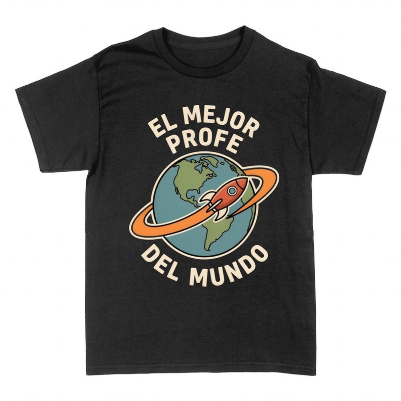 Camisetas: El mejor profe del mundo con cohete