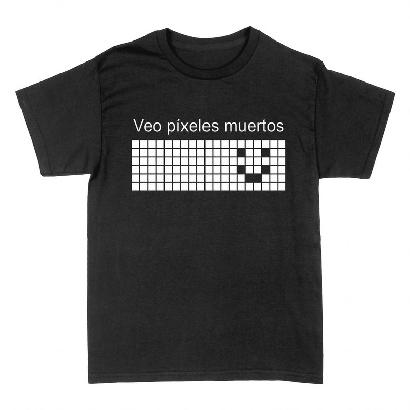 Camisetas: Veo p&iacute;xeles muertos, cara en rejilla