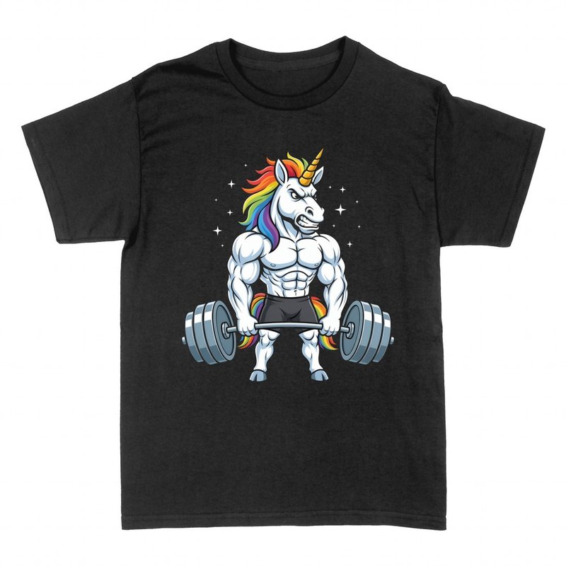 Camisetas: Unicornio musculoso haciendo peso muerto