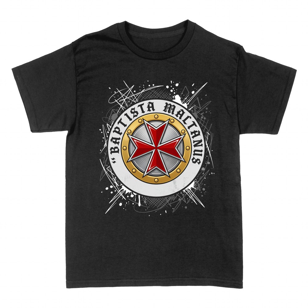Camisetas: Cruz de Malta emblema con lema latino