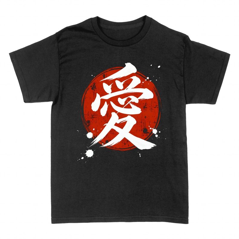 Camisetas: Kanji japon&eacute;s amor en c&iacute;rculo rojo
