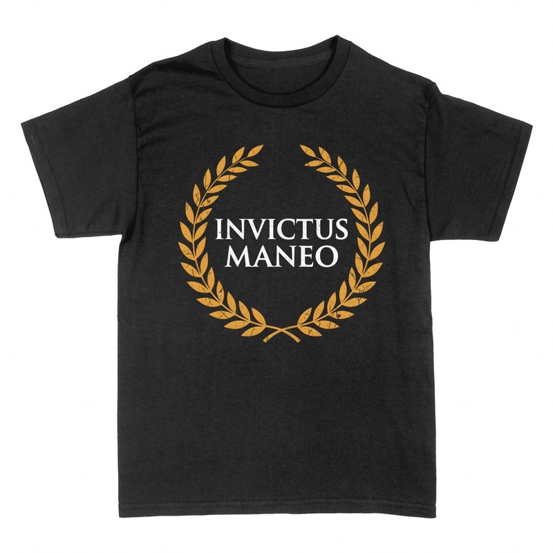Camisetas: Invictus Maneo, lema latino con corona de laurel