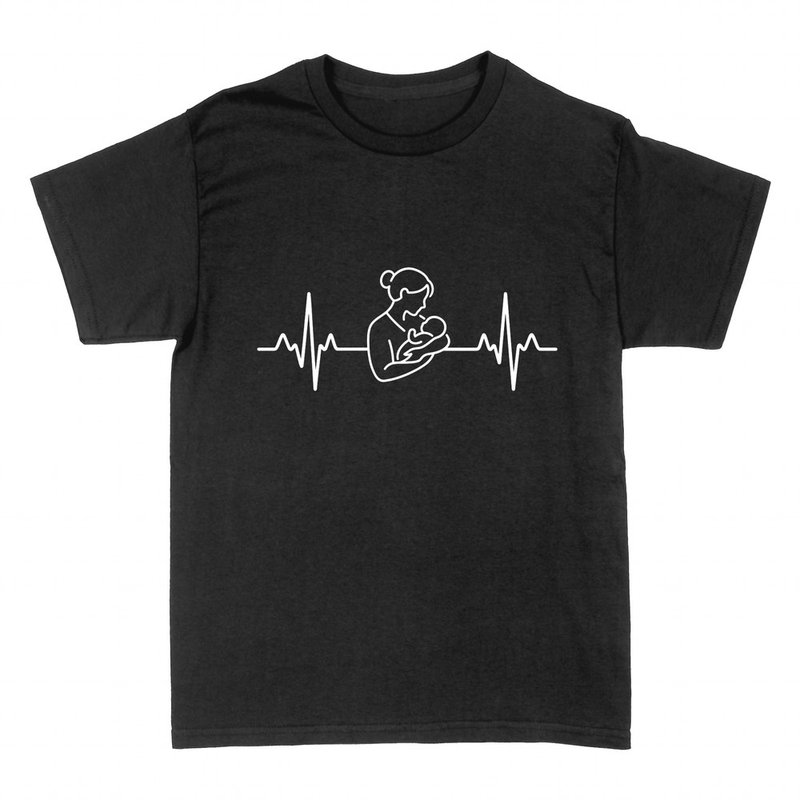 Camisetas: Matrona con beb&eacute; en l&iacute;nea de latido
