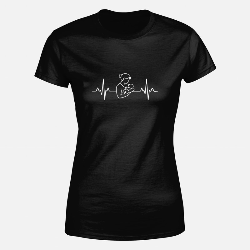 Camisetas: Matrona con beb&eacute; en l&iacute;nea de latido