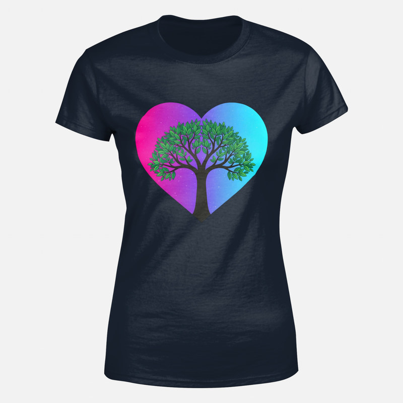 Camisetas: &Aacute;rbol de la vida en coraz&oacute;n