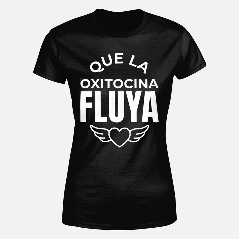 Camisetas: Que la oxitocina fluya, coraz&oacute;n con alas