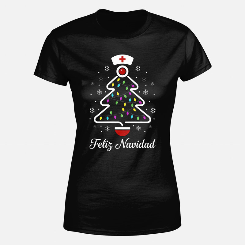 Camisetas: Feliz Navidad enfermera estetoscopio